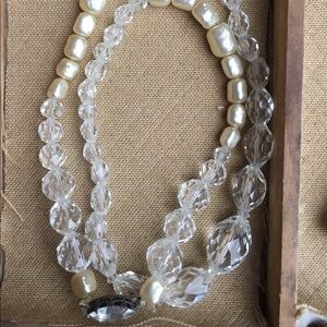 Art Deco Pearl Crystal Necklace Sterling